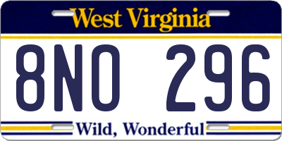 WV license plate 8NO296