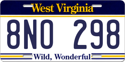 WV license plate 8NO298