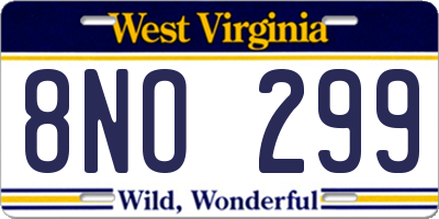 WV license plate 8NO299