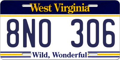 WV license plate 8NO306