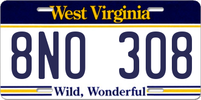 WV license plate 8NO308