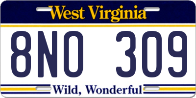 WV license plate 8NO309
