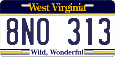WV license plate 8NO313