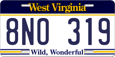 WV license plate 8NO319