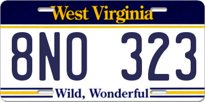 WV license plate 8NO323
