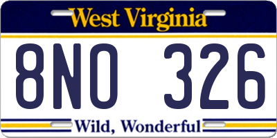 WV license plate 8NO326