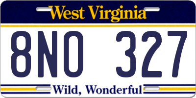 WV license plate 8NO327