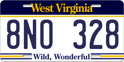 WV license plate 8NO328