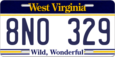 WV license plate 8NO329