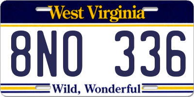 WV license plate 8NO336