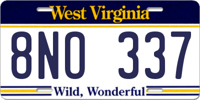 WV license plate 8NO337