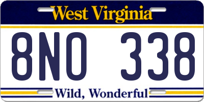 WV license plate 8NO338