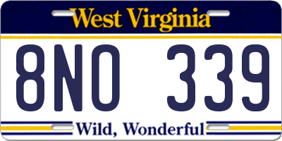 WV license plate 8NO339