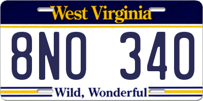 WV license plate 8NO340