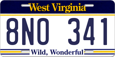WV license plate 8NO341