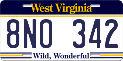 WV license plate 8NO342
