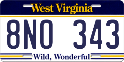 WV license plate 8NO343