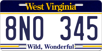WV license plate 8NO345