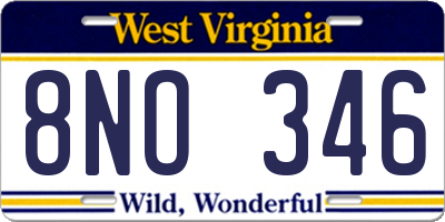 WV license plate 8NO346
