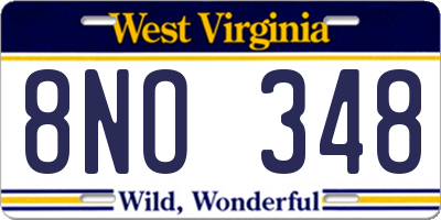 WV license plate 8NO348