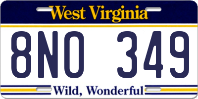 WV license plate 8NO349
