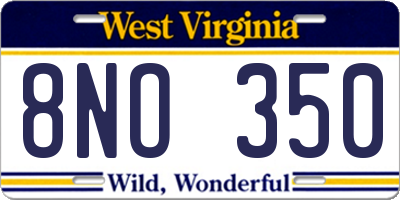 WV license plate 8NO350
