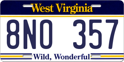 WV license plate 8NO357