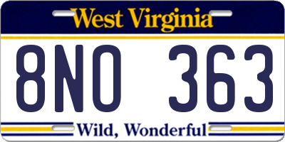 WV license plate 8NO363
