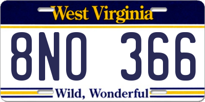 WV license plate 8NO366
