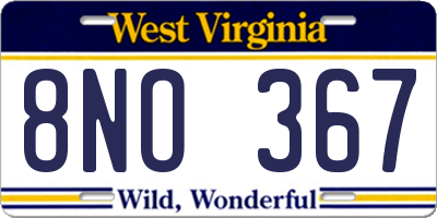WV license plate 8NO367