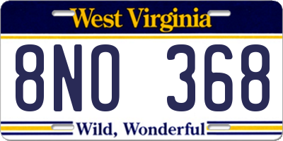 WV license plate 8NO368