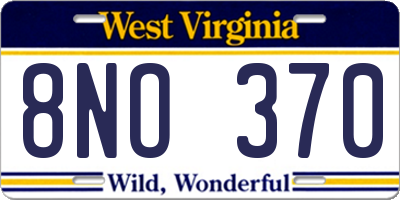 WV license plate 8NO370