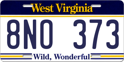 WV license plate 8NO373