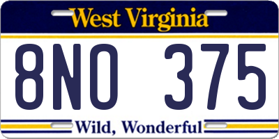 WV license plate 8NO375