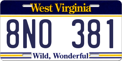 WV license plate 8NO381