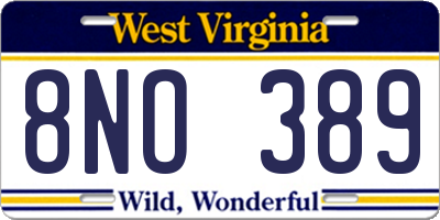 WV license plate 8NO389