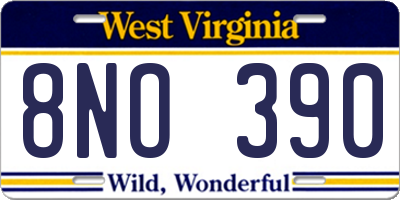 WV license plate 8NO390