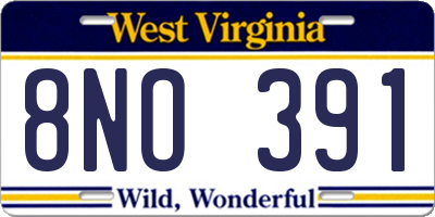 WV license plate 8NO391
