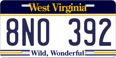 WV license plate 8NO392