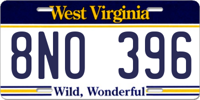 WV license plate 8NO396