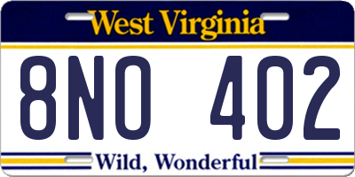 WV license plate 8NO402