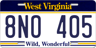WV license plate 8NO405