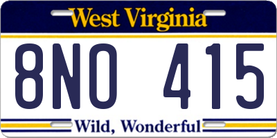 WV license plate 8NO415