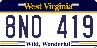 WV license plate 8NO419