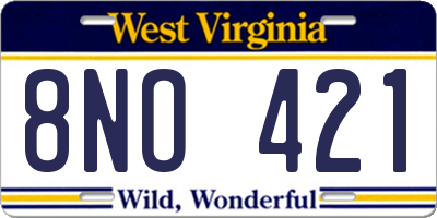 WV license plate 8NO421