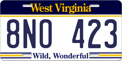 WV license plate 8NO423