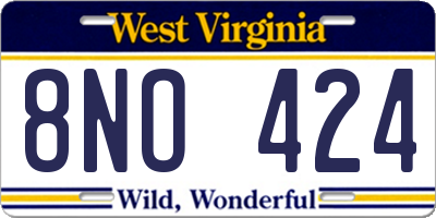 WV license plate 8NO424