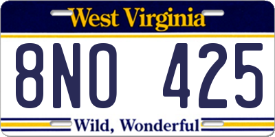 WV license plate 8NO425