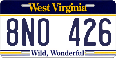 WV license plate 8NO426