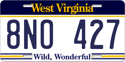 WV license plate 8NO427